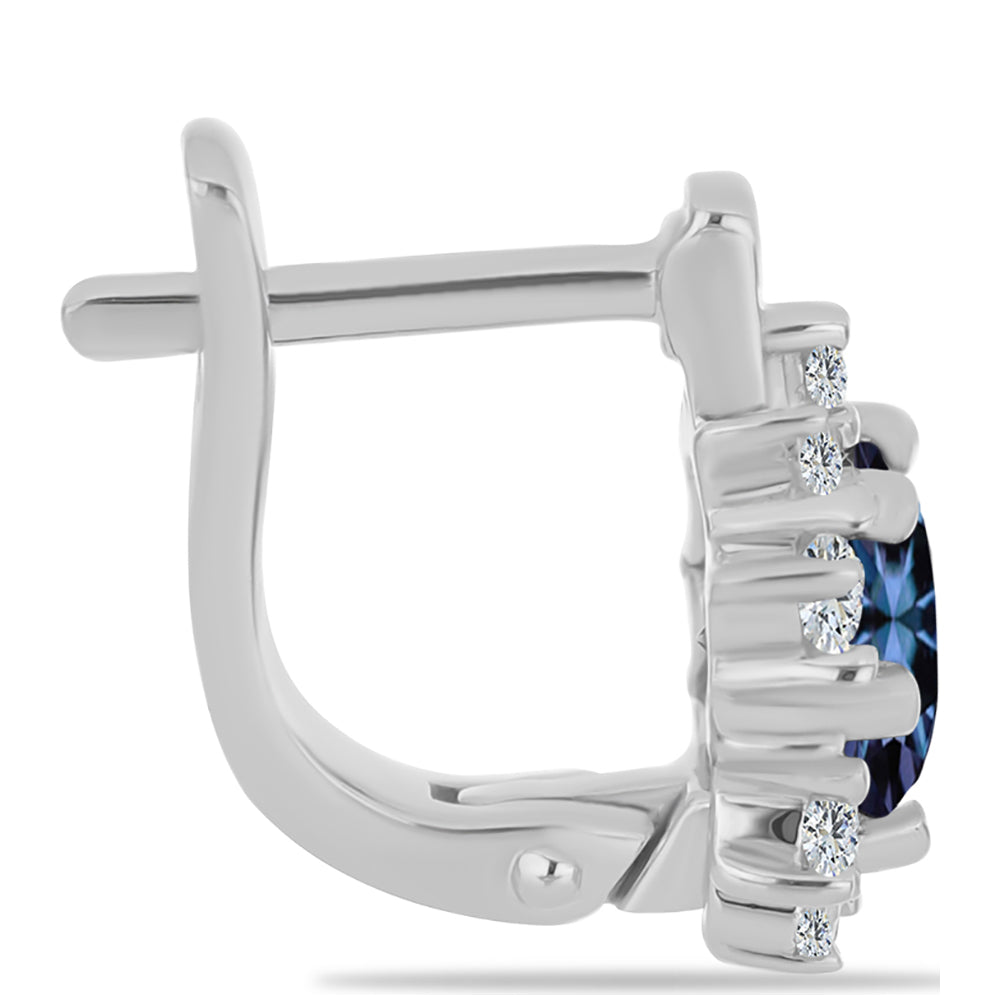 Cercei din Argint 925 ( 3.65 grame ) cu Moissanite Violet Imperial și Topaz Alb 2.62 Carate