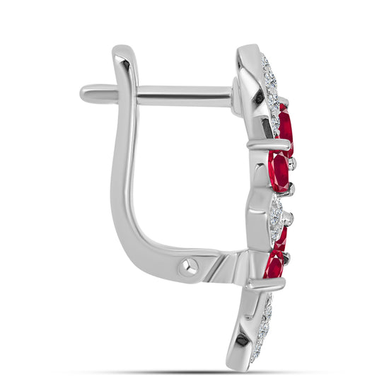 Cercei din Argint 925 ( 4.73 grame ) cu Rubin Malagasy și Topaz Alb 1.95 Carate