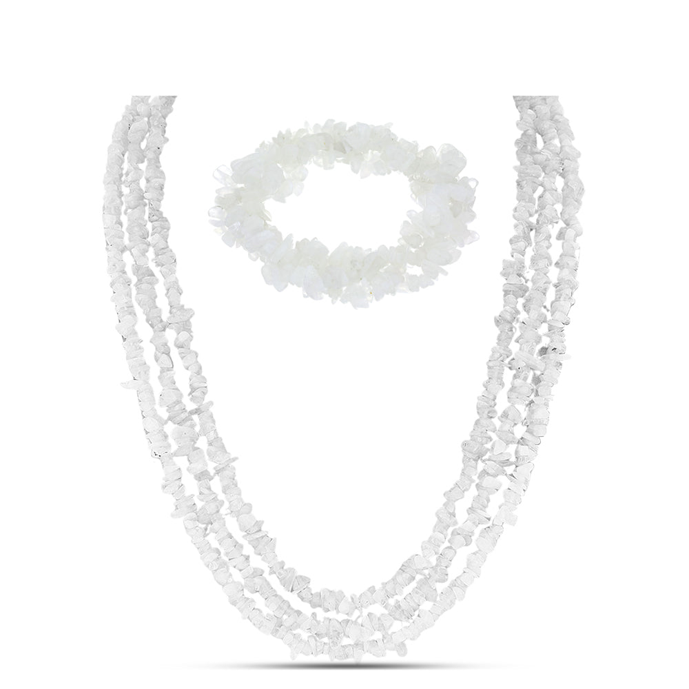 Set din Pepită ( 120.78 grame ) cu Piatra Lunii Curcubeu 603.88 Carate ( Colier+Brățară )