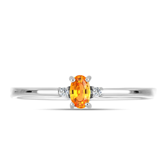 Inel din Argint 925 ( 1.42 grame ) cu Safir Padparadscha și Topaz Alb 0.32 Carate