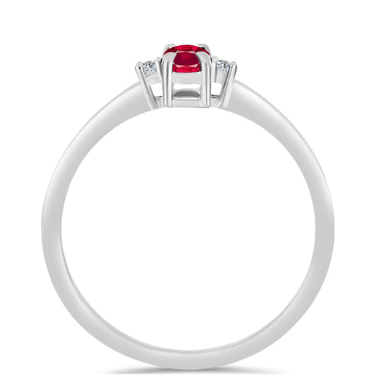 Inel din Argint 925 ( 1.42 grame ) cu Rubin Malagasy și Topaz Alb 0.38 Carate