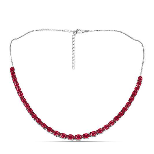 Colier din Argint 925 ( 9.62 grame ) cu Rubin Malagasy 19.51 Carate