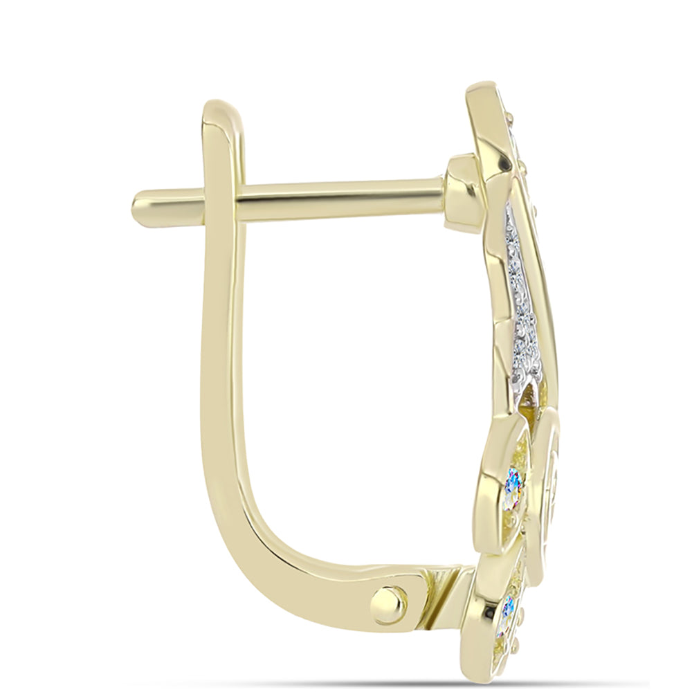 Cercei din Argint 925 Placat cu Aur ( 4.38 grame ) cu Moissanit de Gheață și Topaz Alb 0.31 Carate