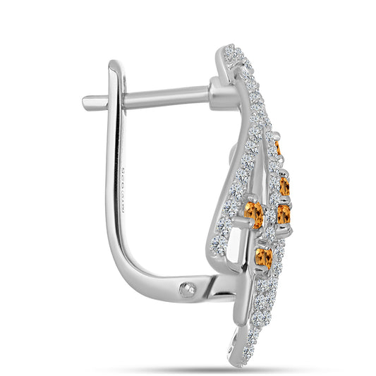 Cercei din Argint 925 ( 5.6 grame ) cu Topaz Galben Imperial și Topaz Alb 1.46 Carate