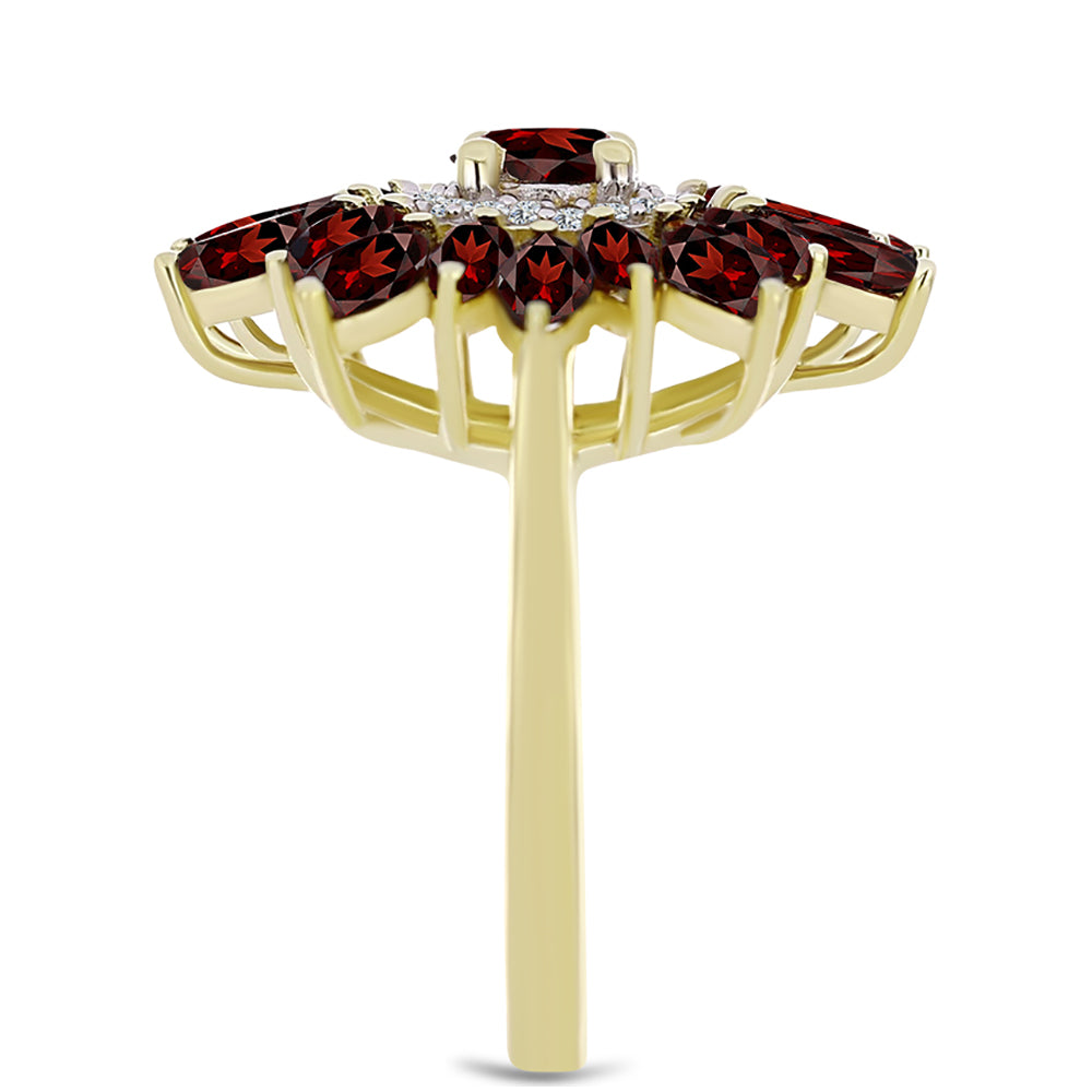 Inel din Argint 925 Placat cu Aur ( 4.06 grame ) cu Granat Barton și Topaz Alb 3.81 Carate