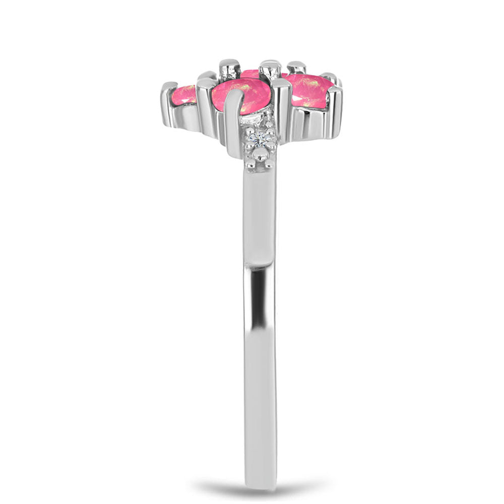 Inel din Argint 925 ( 2.14 grame ) cu Opal Lega Dembi Roz și Topaz Alb 0.47 Carate