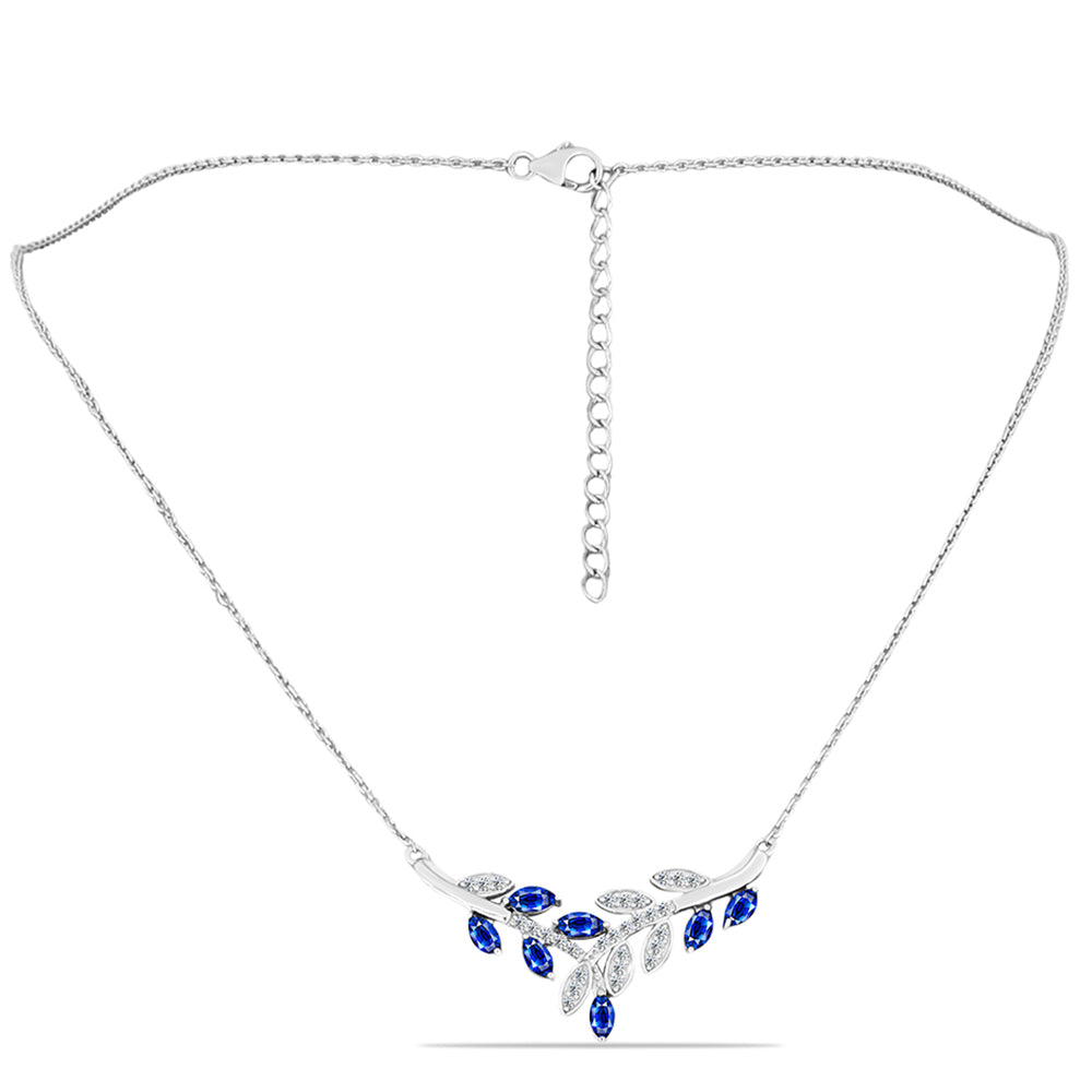 Colier din Argint 925 ( 5.03 grame ) cu Safir Albastru Australian și Topaz Alb 1.92 Carate