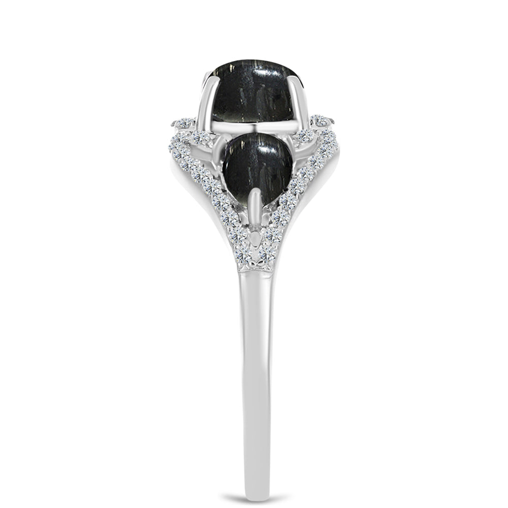 Inel din Argint 925 ( 2.35 grame ) cu Jasp Picasso și Topaz Alb 2.48 Carate