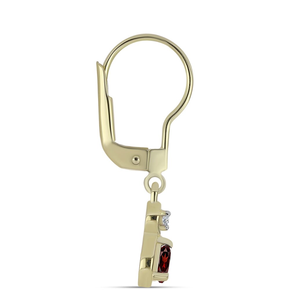 Cercei din Argint 925 Placat cu Aur ( 1.72 grame ) cu Granat Barton și Topaz Alb 0.46 Carate