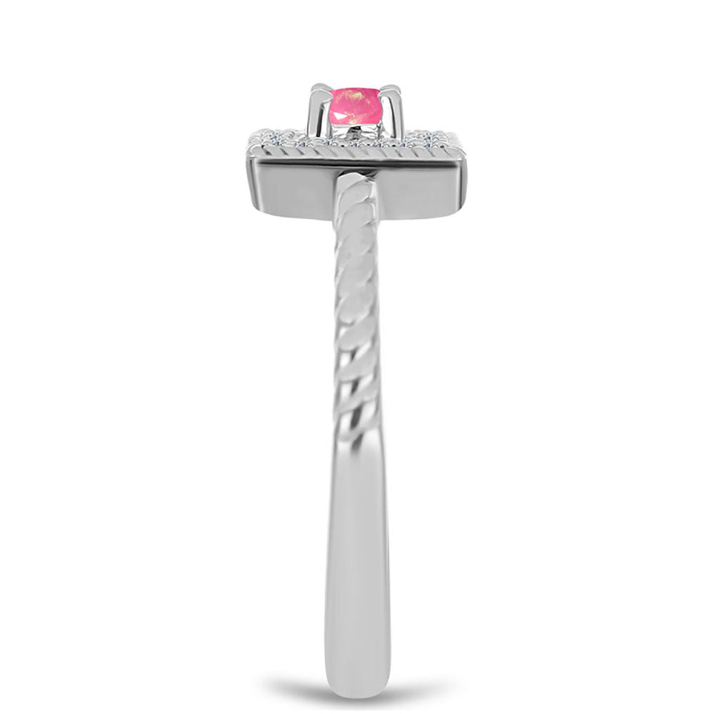 Inel din Argint 925 ( 2.92 grame ) cu Opal Lega Dembi Roz și Topaz Alb 0.19 Carate