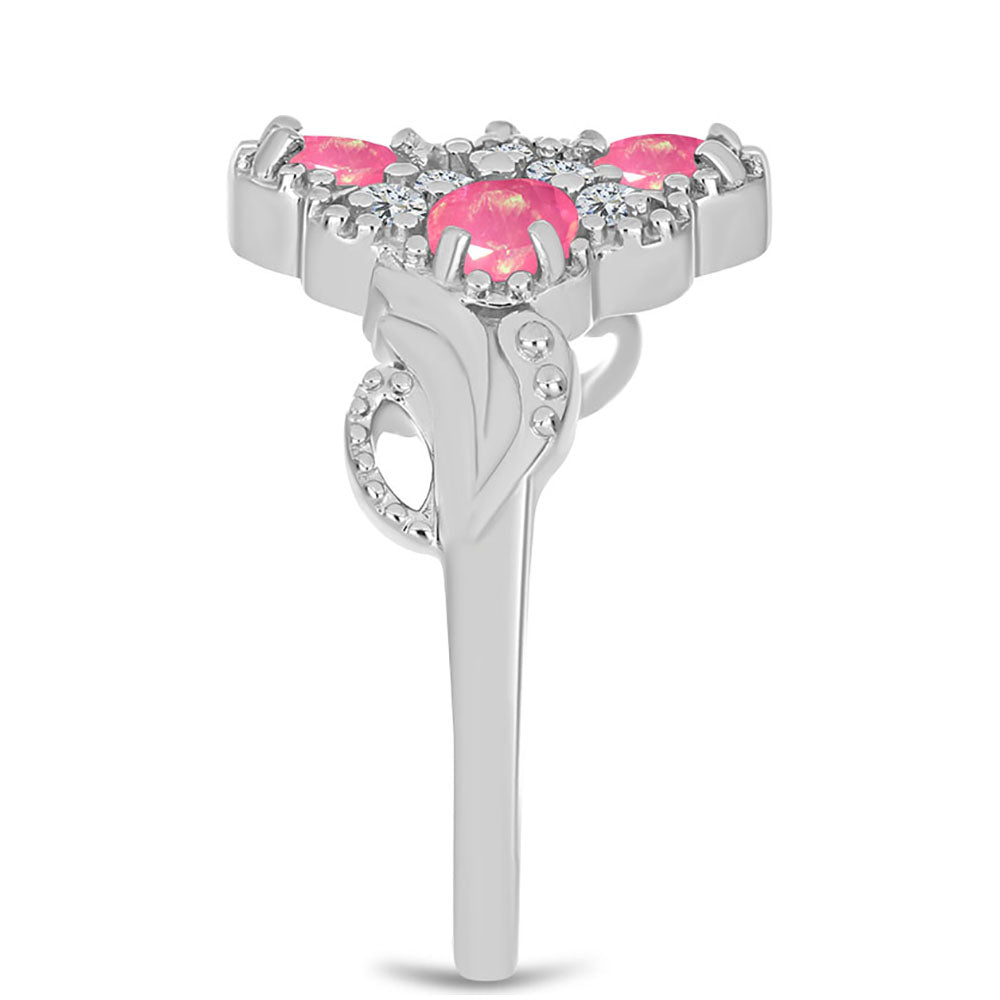 Inel din Argint 925 ( 4.09 grame ) cu Opal Lega Dembi Roz și Topaz Alb 0.97 Carate