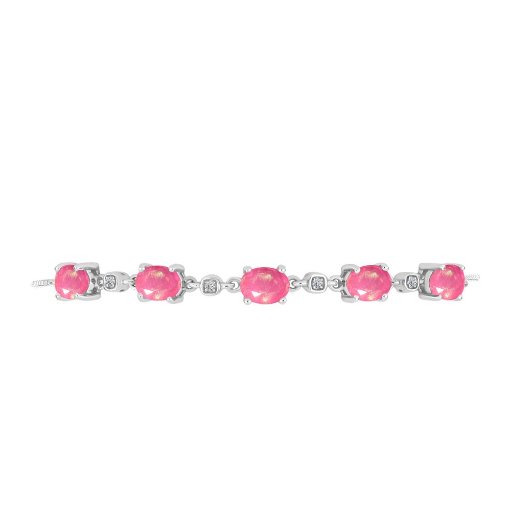 Brățară din Argint 925 ( 4.24 grame ) cu Opal Lega Dembi Roz și Topaz Alb 2.36 Carate