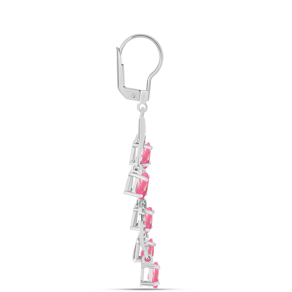 Cercei din Argint 925 ( 5.11 grame ) cu Opal Lega Dembi Roz și Topaz Alb 2.77 Carate
