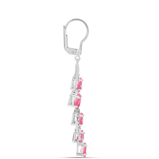 Cercei din Argint 925 ( 5.11 grame ) cu Opal Lega Dembi Roz și Topaz Alb 2.77 Carate