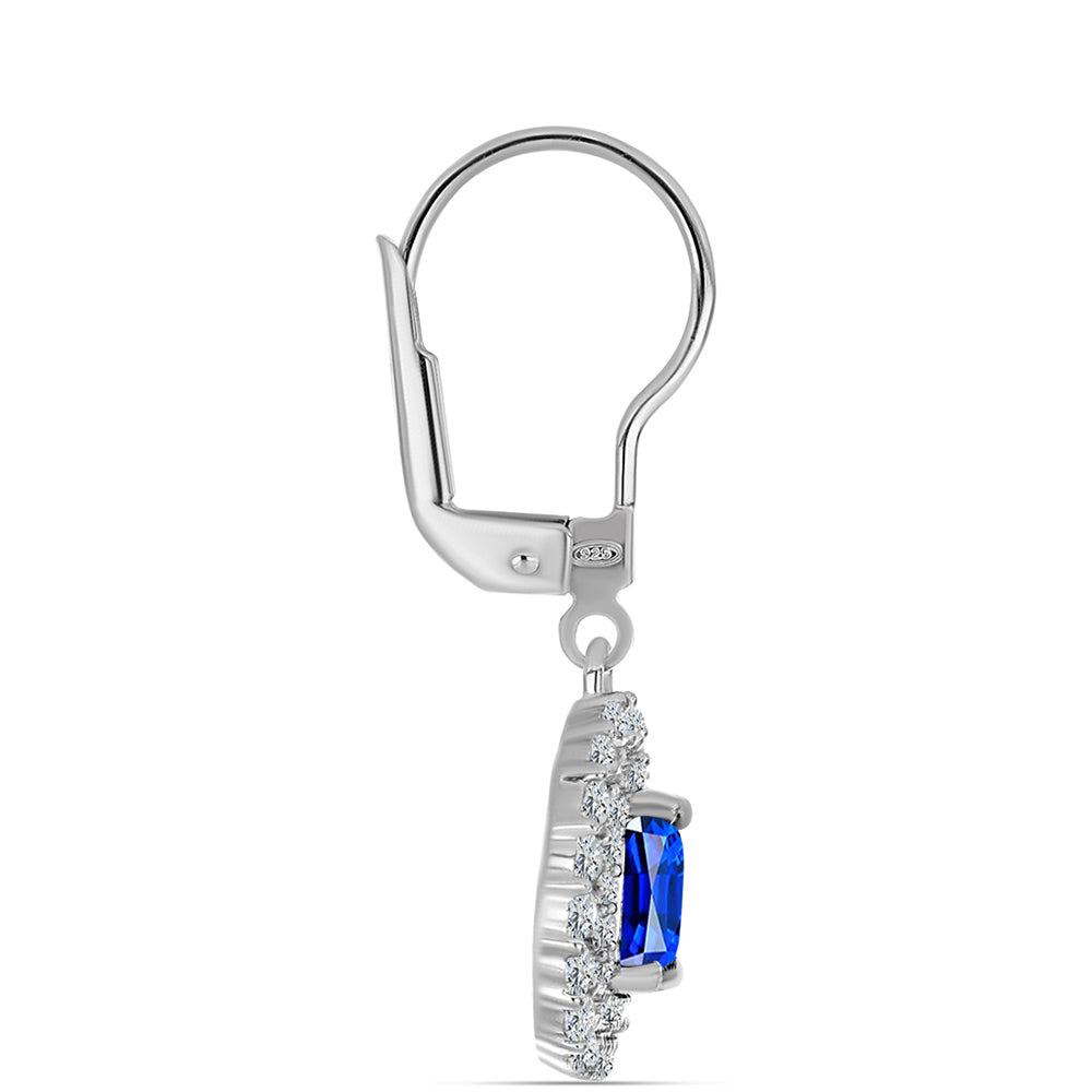 Cercei din Argint 925 ( 2.64 grame ) cu Safir Albastru Australian și Topaz Alb 2.3 Carate