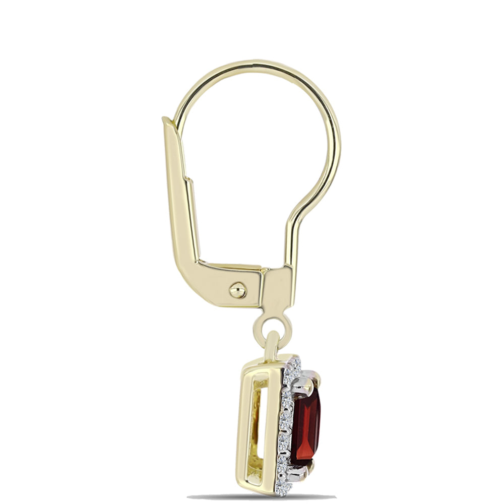 Cercei din Argint 925 Placat cu Aur ( 2.28 grame ) cu Granat Barton și Topaz Alb 1.68 Carate