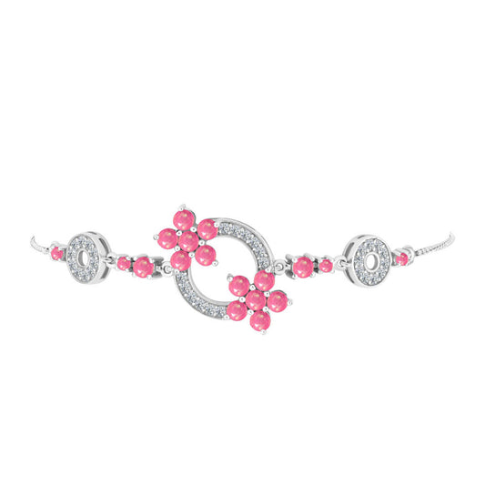 Brățară din Argint 925 ( 5.99 grame ) cu Opal Lega Dembi Roz și Topaz Alb 1.7 Carate