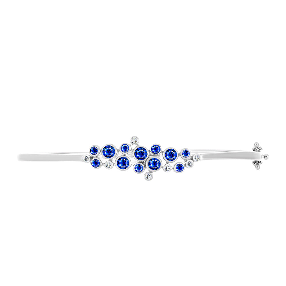 Brățară din Argint 925 ( 12.67 grame ) cu Safir Albastru Australian și Topaz Alb 1.33 Carate