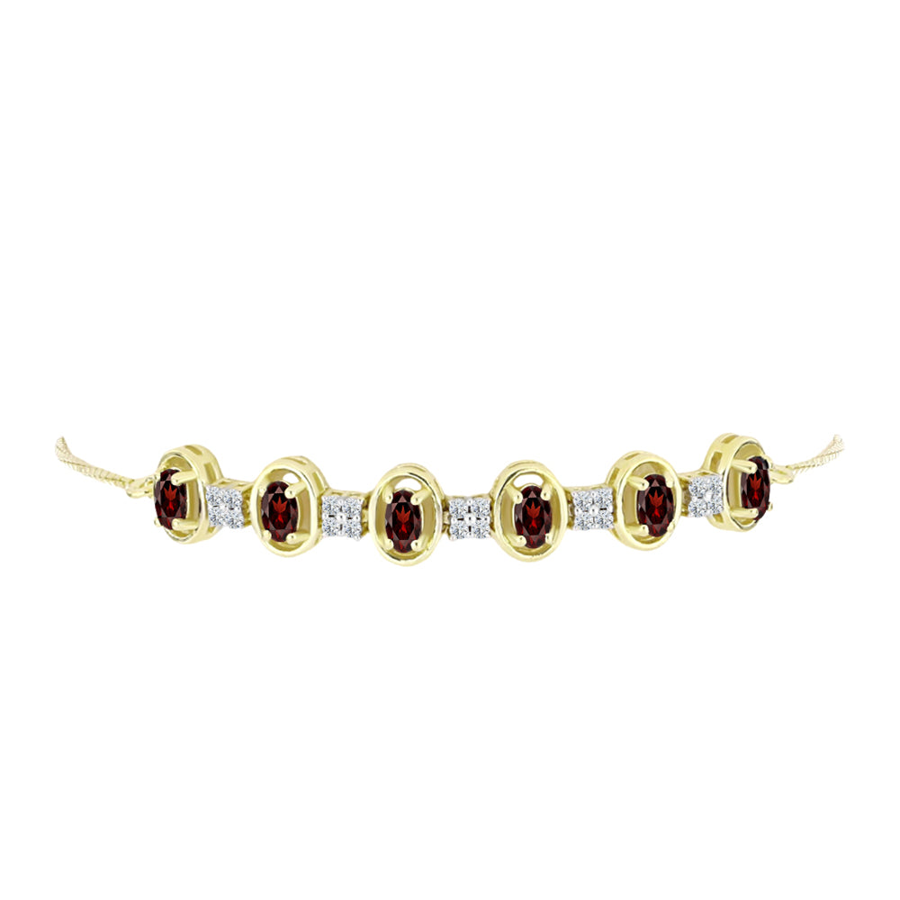 Brățară din Argint 925 Placat cu Aur ( 5.79 grame ) cu Granat Barton și Topaz Alb 2.21 Carate