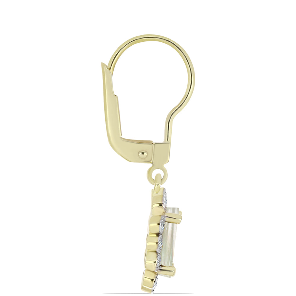 Cercei din Argint 925 Placat cu Aur ( 2.68 grame ) cu Sidef și Topaz Alb 2.02 Carate
