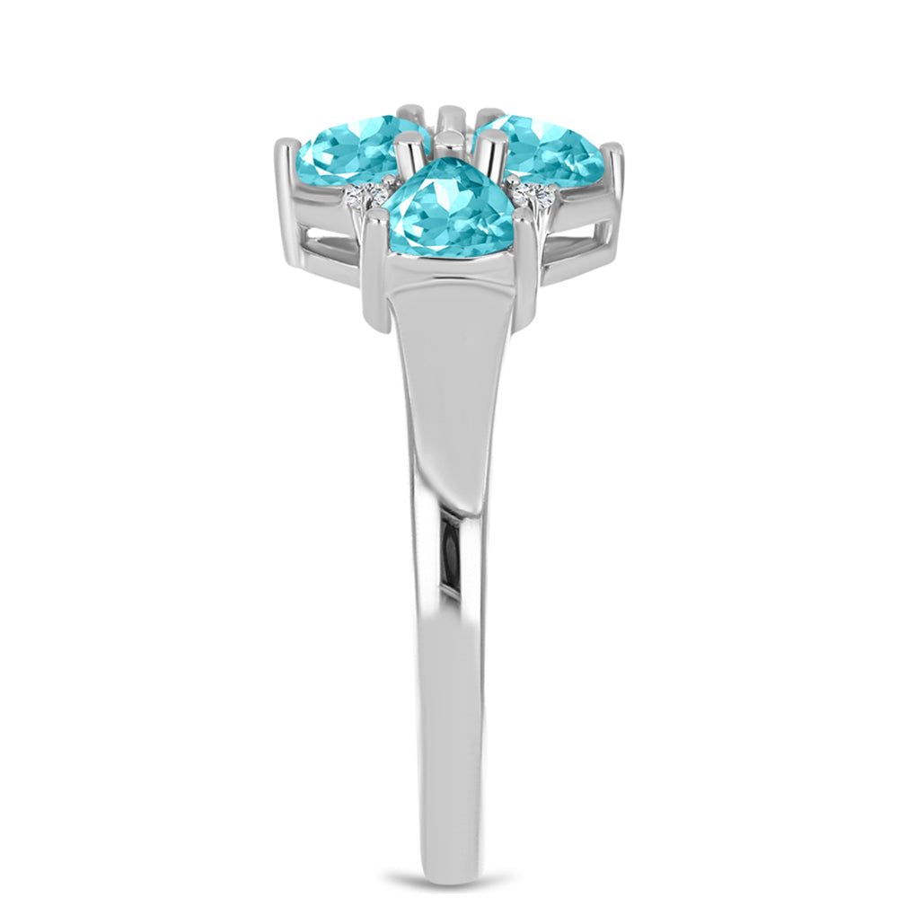 Inel din Argint 925 ( 2.97 grame ) cu Cuarț Paraiba și Topaz Alb 0.93 Carate