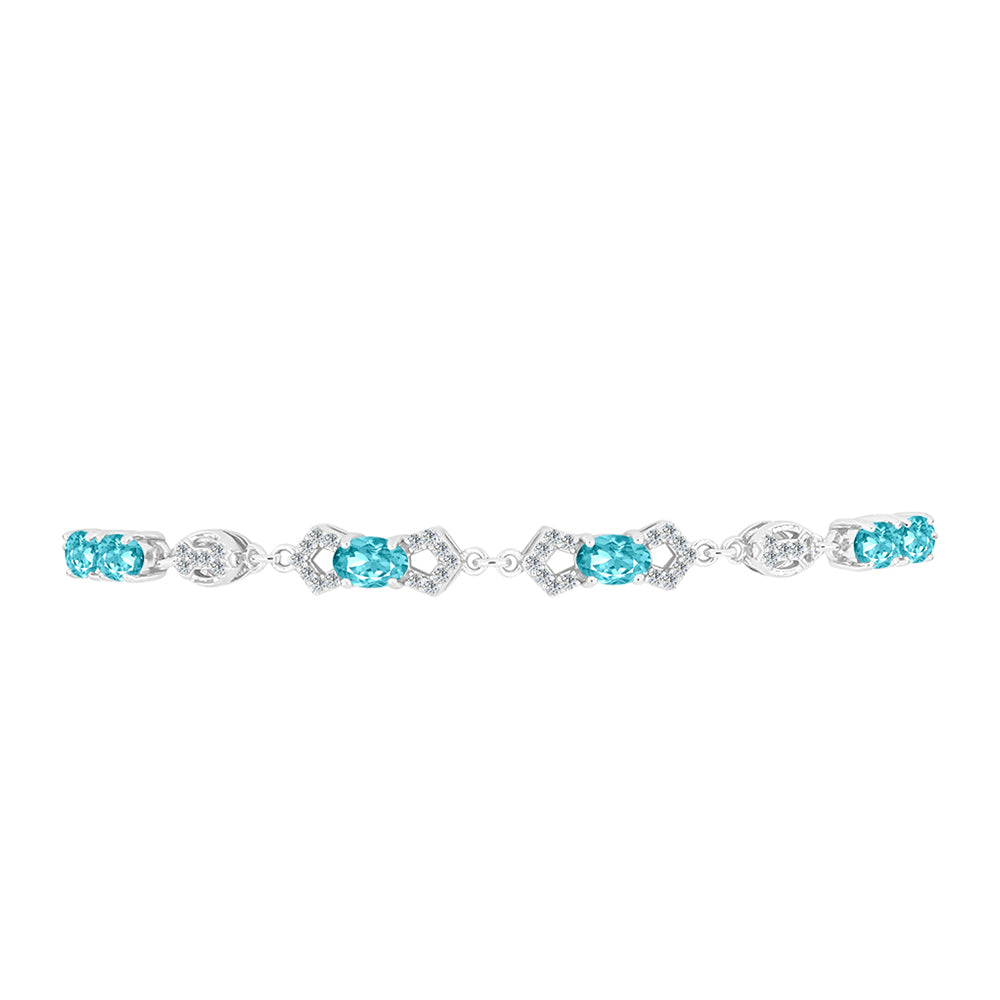 Brățară din Argint 925 ( 5.44 grame ) cu Cuarț Paraiba și Topaz Alb 2.62 Carate