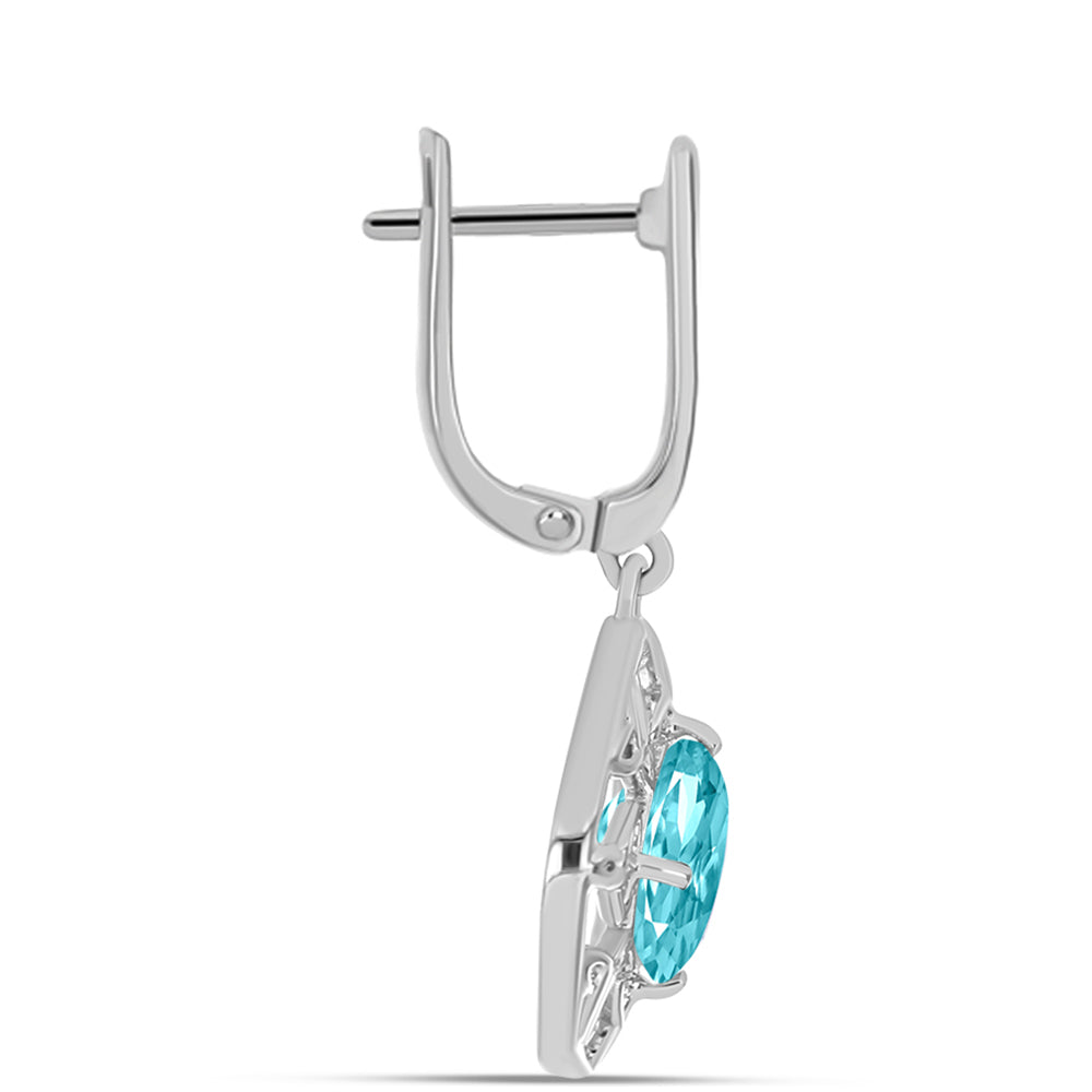 Cercei din Argint 925 ( 5.23 grame ) cu Cuarț Paraiba 3.91 Carate