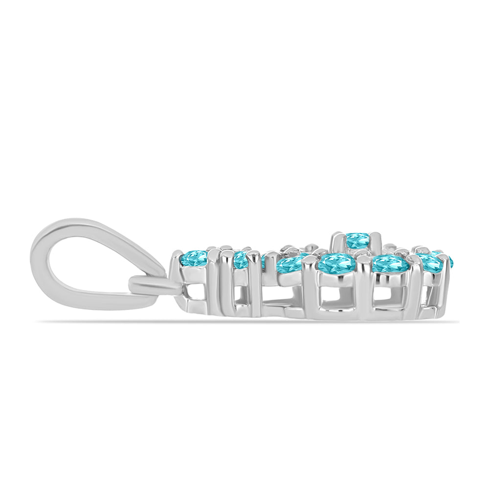 Pandantiv din Argint 925 ( 1.46 grame ) cu Cuarț Paraiba și Topaz Alb 0.54 Carate
