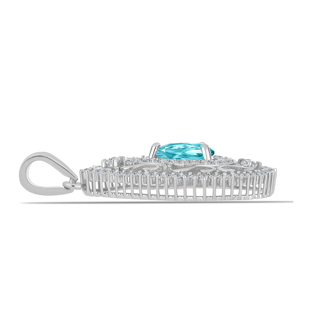 Pandantiv din Argint 925 ( 2.58 grame ) cu Cuarț Paraiba și Topaz Alb 1.25 Carate