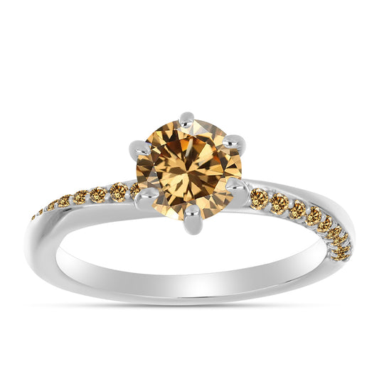 Inel din Argint 925 ( 2.53 grame ) cu Moissanite Șampanie 1.18 Carate