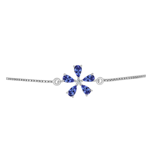 Brățară din Argint 925 ( 2.74 grame ) cu Tanzanit AAA și Topaz Alb 0.97 Carate