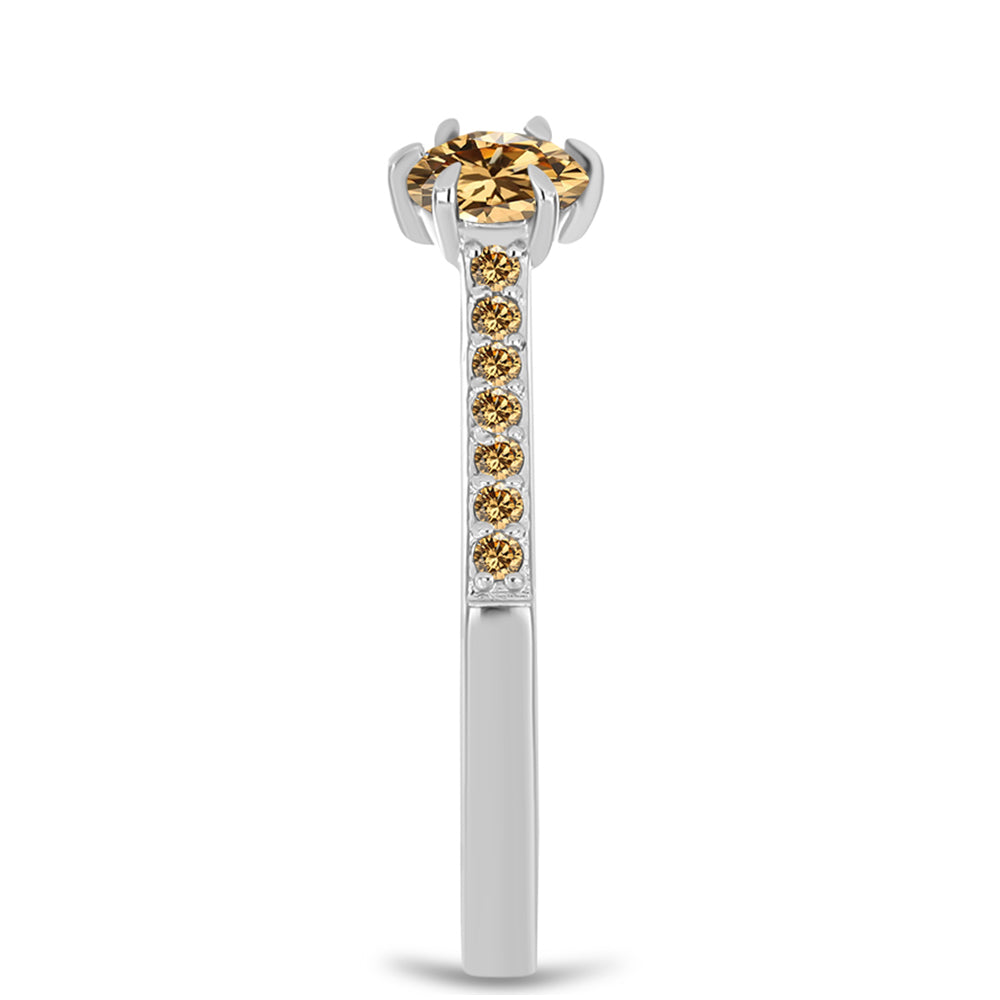 Inel din Argint 925 ( 1.92 grame ) cu Moissanite Șampanie 0.58 Carate