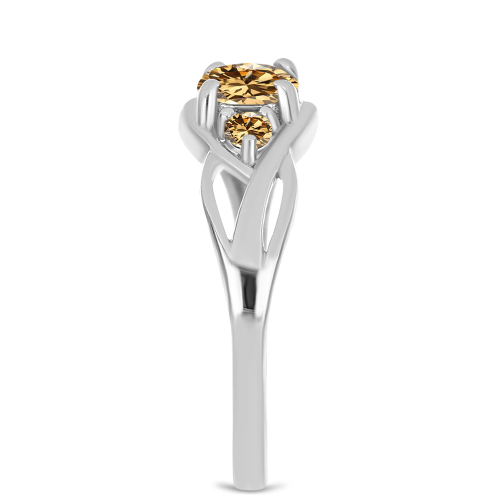 Inel din Argint 925 ( 2.38 grame ) cu Moissanite Șampanie 0.71 Carate