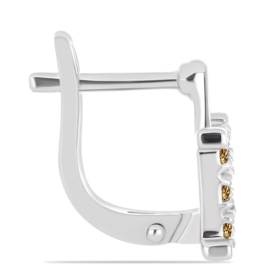 Cercei din Argint 925 ( 3.27 grame ) cu Moissanite Șampanie 0.6 Carate