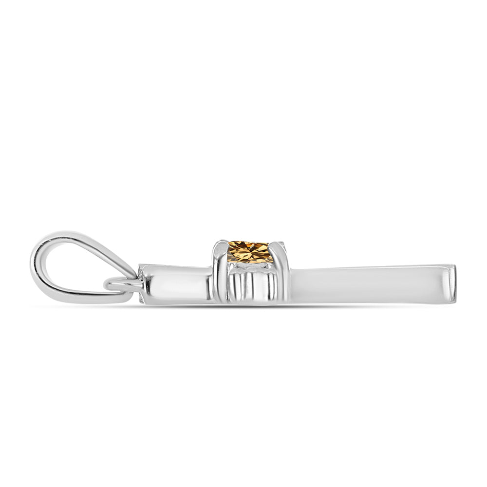 Cruce Pandantiv din Argint 925 ( 1.4 grame ) cu Moissanite Șampanie 0.24 Carate