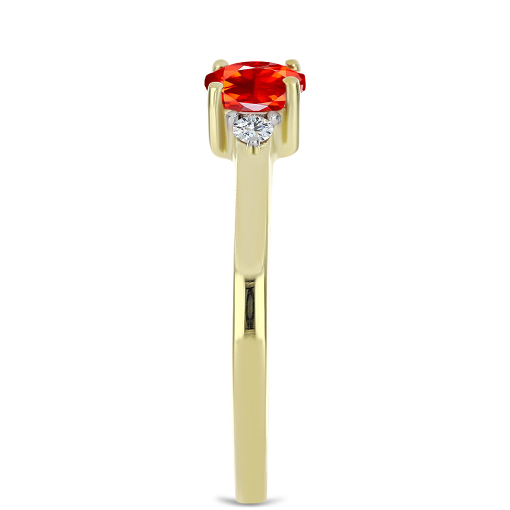 Inel din Argint 925 Placat cu Aur ( 1.71 grame ) cu Opal Etiopian Lega Dembi Roșu și Topaz Alb 0.37 Carate