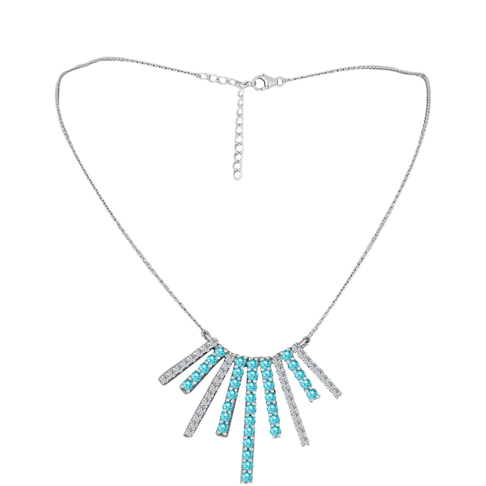 Colier din Argint 925 ( 6.9 grame ) cu Cuarț Paraiba și Topaz Alb 1.79 Carate