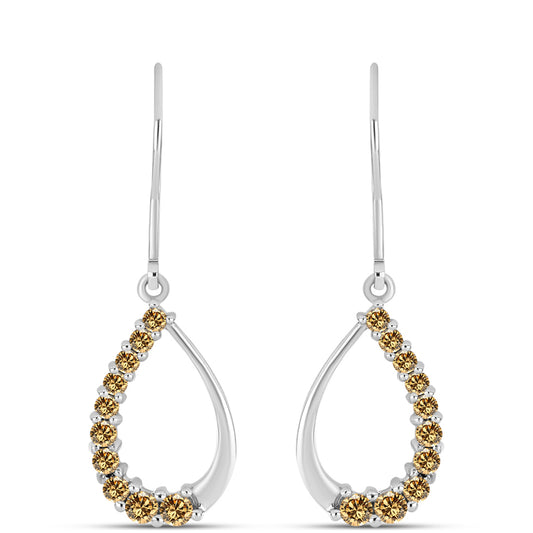 Cercei din Argint 925 ( 2.47 grame ) cu Moissanite Șampanie 0.68 Carate