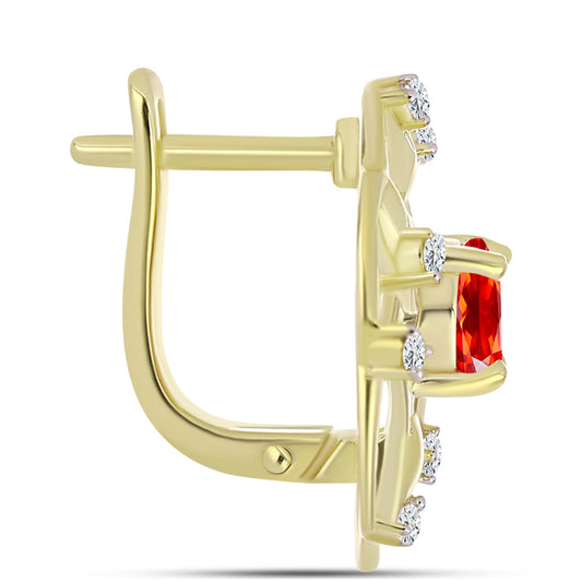 Cercei din Argint 925 Placat cu Aur ( 5.74 grame ) cu Opal Etiopian Lega Dembi Roșu și Topaz Alb 1.33 Carate