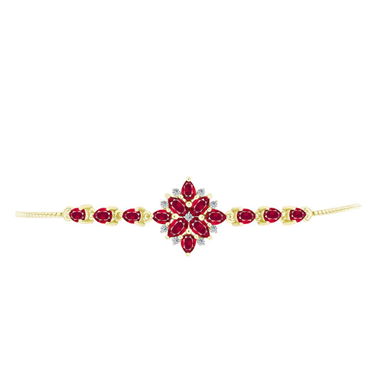 Brățară din Argint 925 Placat cu Aur ( 3.9 grame ) cu Rubin Malagasy și Topaz Alb 3.48 Carate