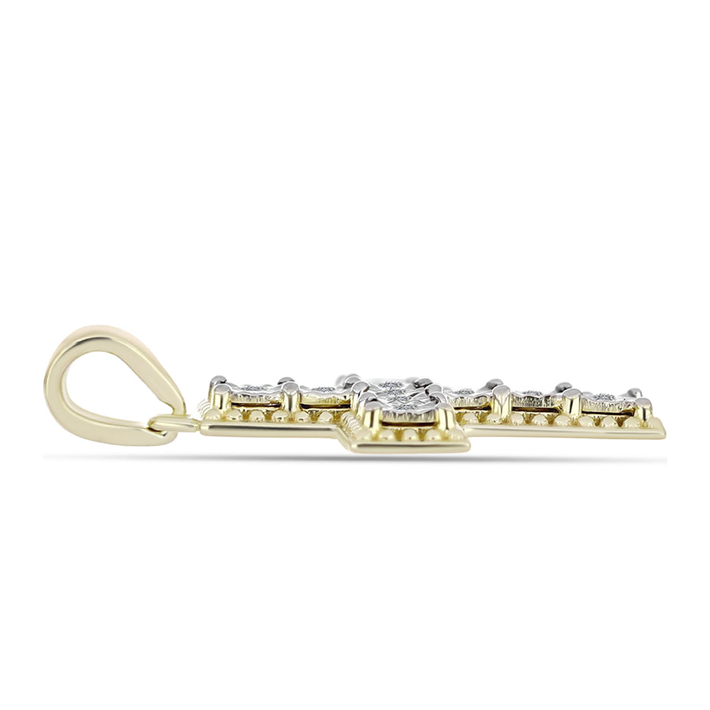 Cruce Pandantiv din Argint 925 Placat cu Aur ( 2.59 grame ) cu Diamant Alb 0.05 Carate