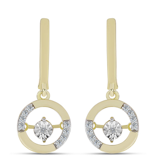 Cercei din Argint 925 Placat cu Aur ( 4.81 grame ) cu Diamant Alb și Topaz Alb 0.16 Carate