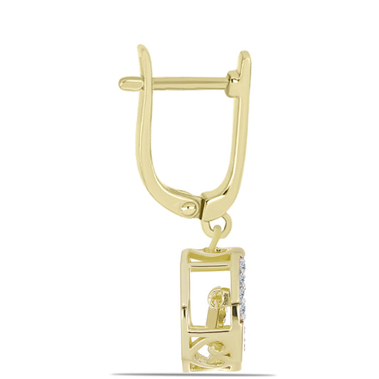 Cercei din Argint 925 Placat cu Aur ( 4.81 grame ) cu Diamant Alb și Topaz Alb 0.16 Carate