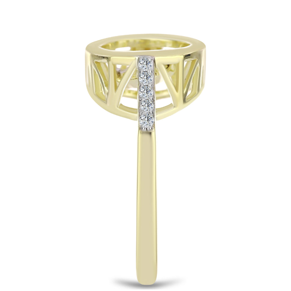 Inel din Argint 925 Placat cu Aur ( 2.83 grame ) cu Diamant Alb și Topaz Alb 0.1 Carate