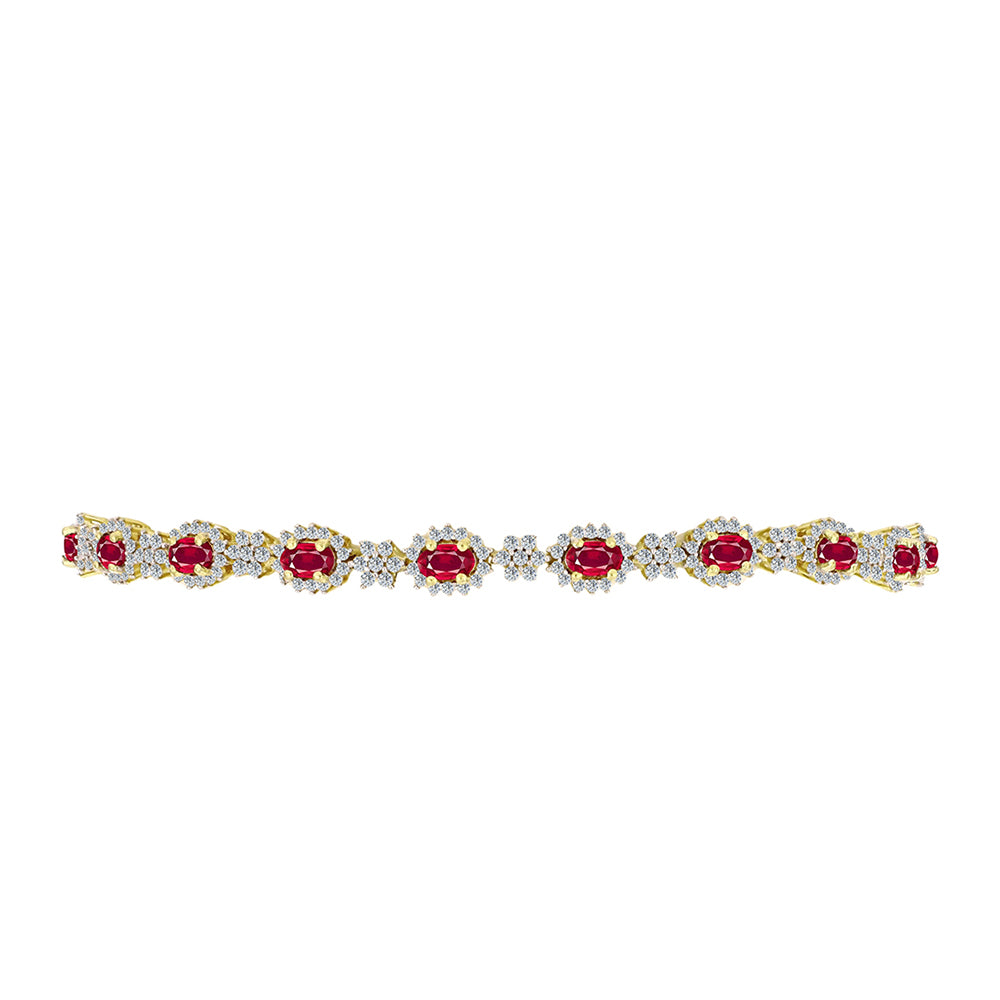 Brățară din Argint 925 Placat cu Aur ( 7.81 grame ) cu Rubin Malagasy și Topaz Alb 5.06 Carate