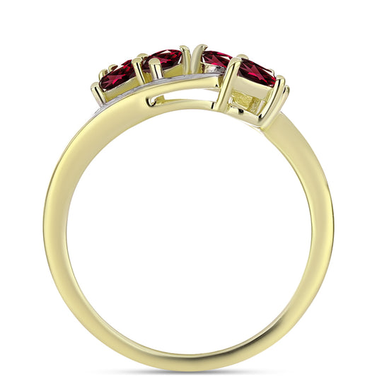 Inel din Argint 925 Placat cu Aur ( 3.14 grame ) cu Granat Rodolit și Topaz Alb 1.26 Carate