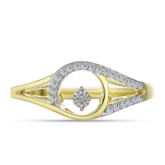 Inel din Argint 925 Placat cu Aur ( 3.18 grame ) cu Diamant Alb și Topaz Alb 0.17 Carate