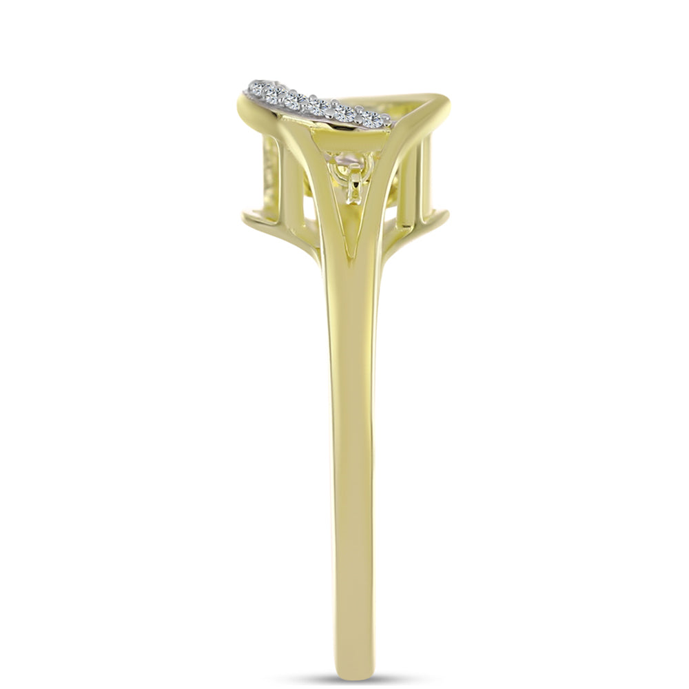 Inel din Argint 925 Placat cu Aur ( 3.18 grame ) cu Diamant Alb și Topaz Alb 0.17 Carate