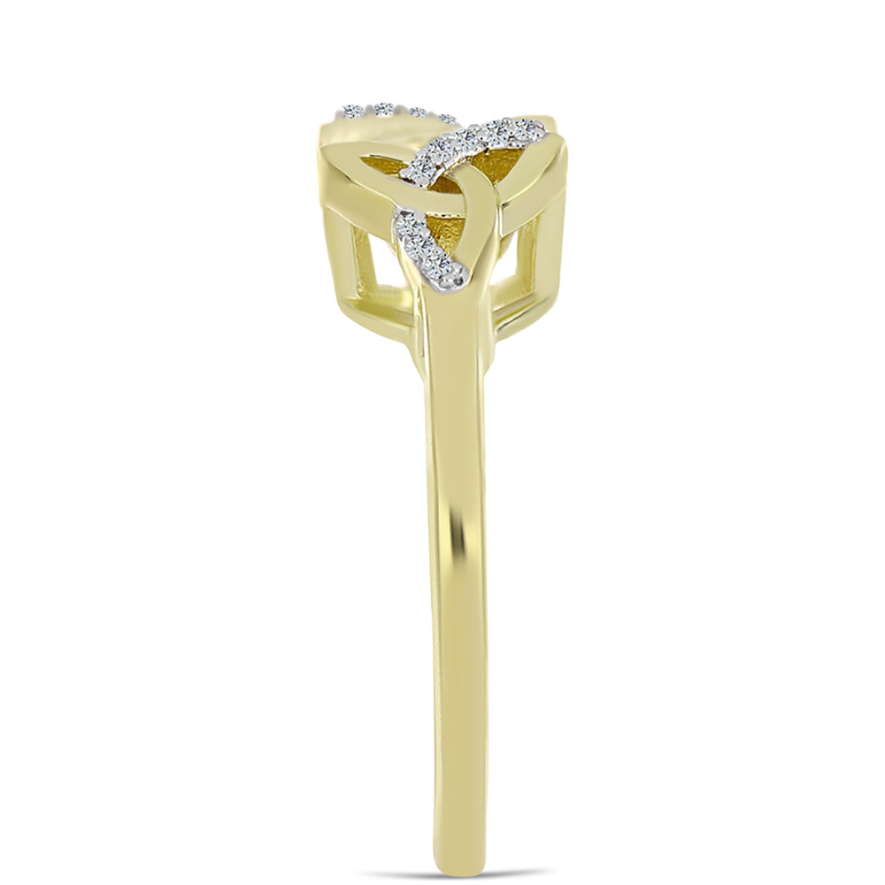 Inel din Argint 925 Placat cu Aur ( 3.78 grame ) cu Diamant Alb și Topaz Alb 0.1 Carate