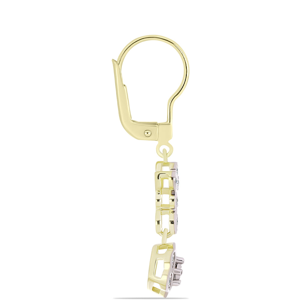 Cercei din Argint 925 Placat cu Aur ( 2.75 grame ) cu Diamant Alb și Topaz Alb 0.14 Carate